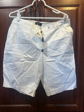 Talbots White Flat-Front Cotton Shorts
